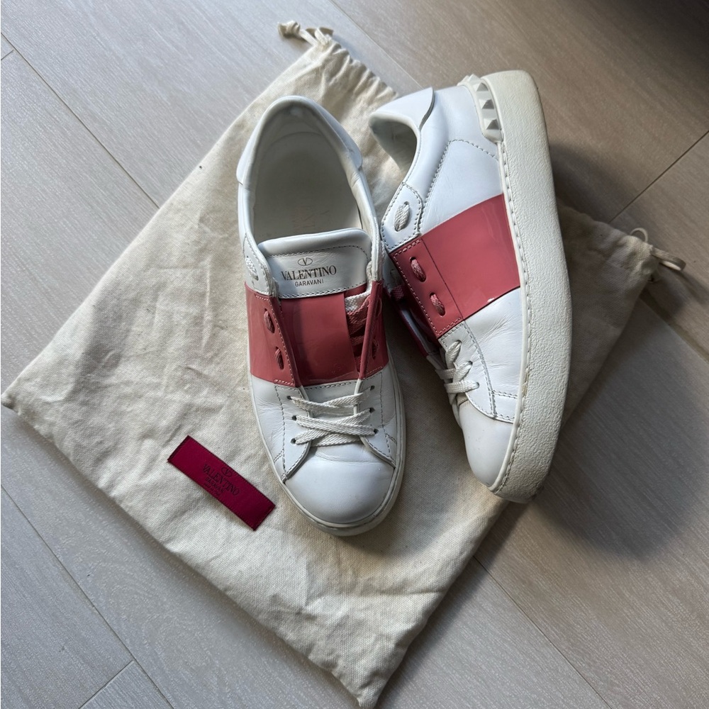 Valentino White and Pink Sneakers